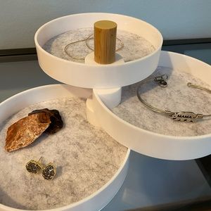 3 Tray Jewelry Stand Collapsible White with Felt Lining